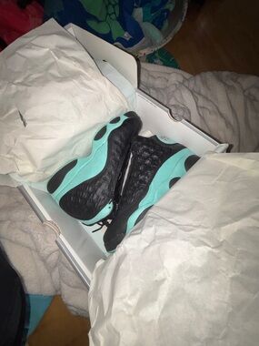 Jordan High-Top Sneakers in Black and Teal Mint